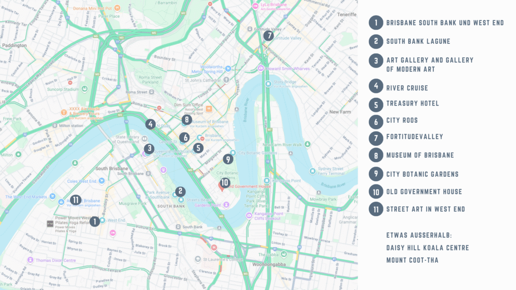 Brisbane_Map_Sightseeing Brisbane Karte mit kostenlosen Sehenswürdigkeiten